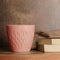 Conical Pink Carved Ceramic Planter - The Earth Store - Planter